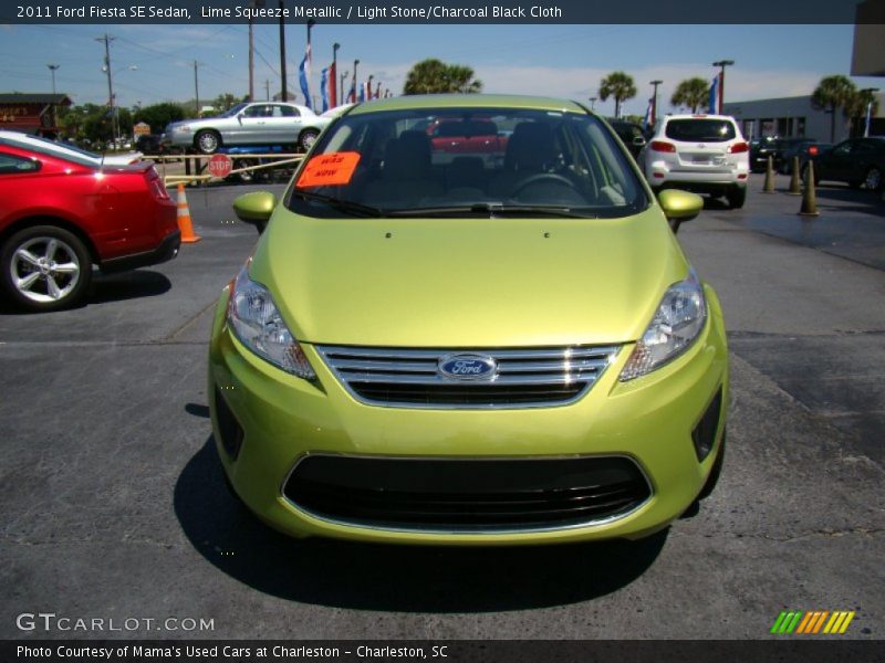 Lime Squeeze Metallic / Light Stone/Charcoal Black Cloth 2011 Ford Fiesta SE Sedan