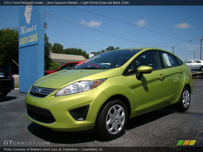 Lime Squeeze Metallic / Light Stone/Charcoal Black Cloth 2011 Ford Fiesta SE Sedan