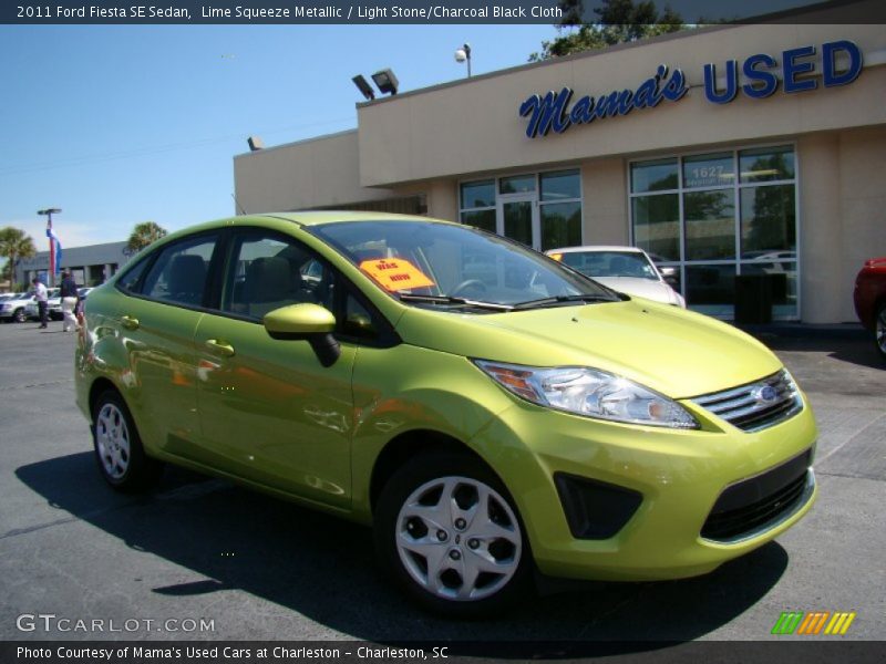 Lime Squeeze Metallic / Light Stone/Charcoal Black Cloth 2011 Ford Fiesta SE Sedan