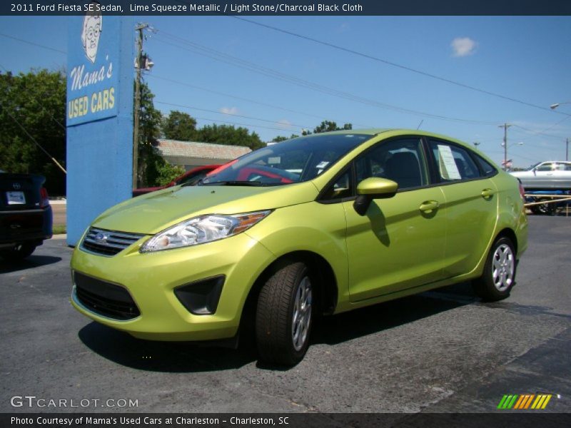 Lime Squeeze Metallic / Light Stone/Charcoal Black Cloth 2011 Ford Fiesta SE Sedan