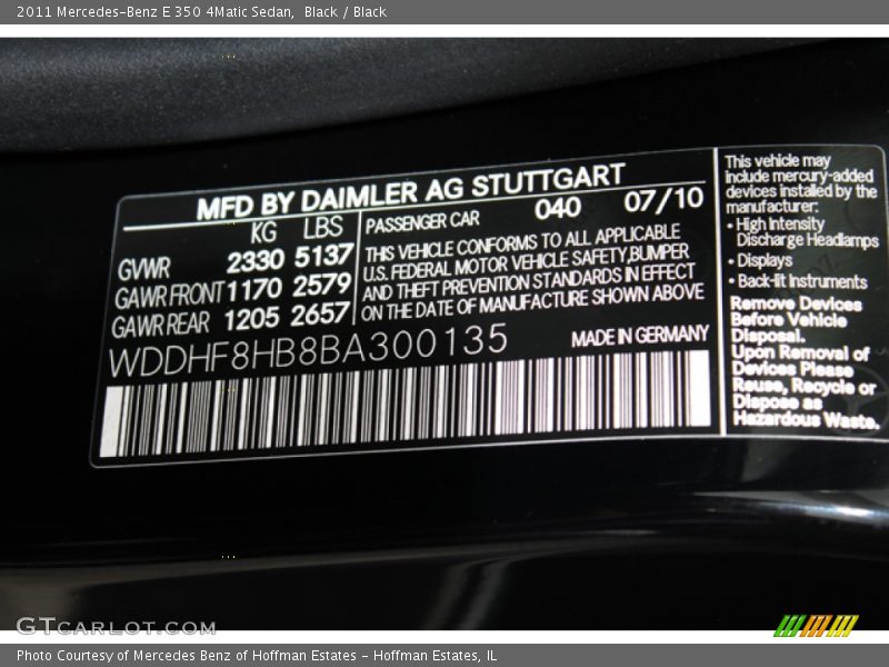 Black / Black 2011 Mercedes-Benz E 350 4Matic Sedan