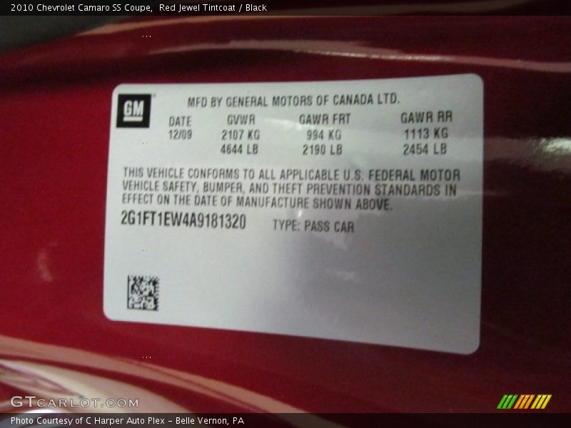 Red Jewel Tintcoat / Black 2010 Chevrolet Camaro SS Coupe