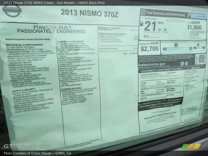  2013 370Z NISMO Coupe Window Sticker