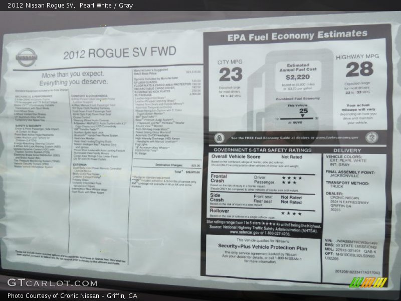 Pearl White / Gray 2012 Nissan Rogue SV