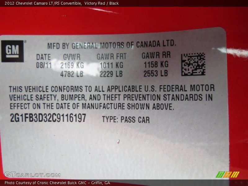 Victory Red / Black 2012 Chevrolet Camaro LT/RS Convertible