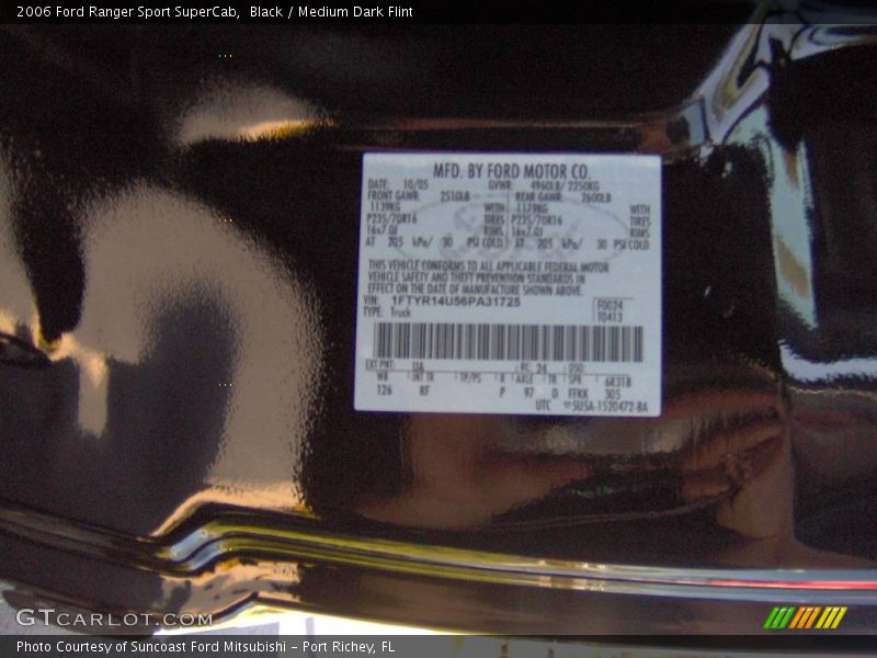 Black / Medium Dark Flint 2006 Ford Ranger Sport SuperCab