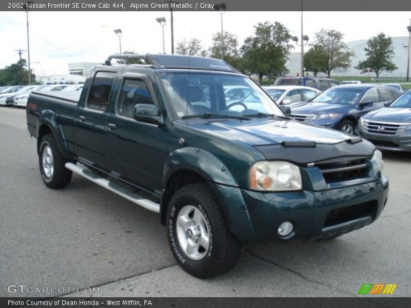 Alpine Green Metallic / Gray 2002 Nissan Frontier SE Crew Cab 4x4