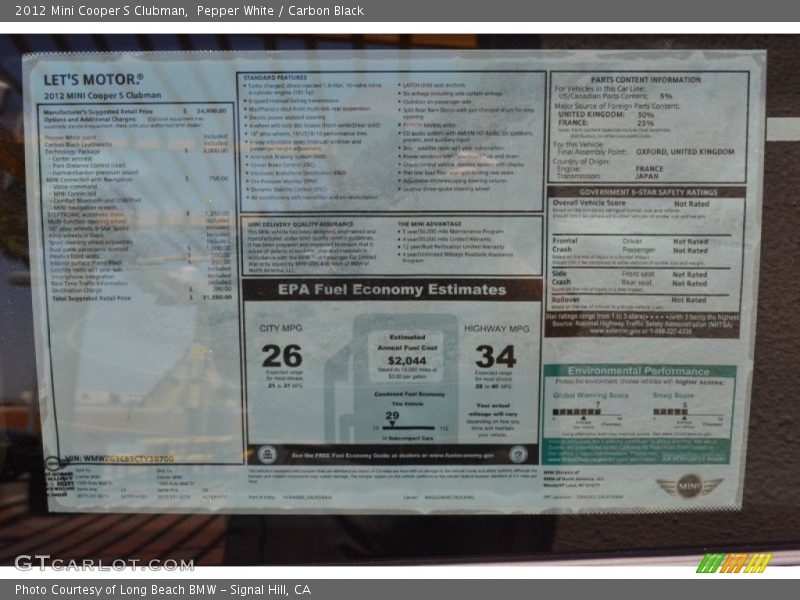 Pepper White / Carbon Black 2012 Mini Cooper S Clubman