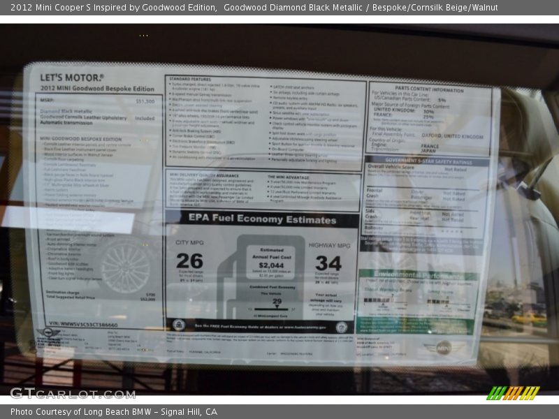  2012 Cooper S Inspired by Goodwood Edition Window Sticker