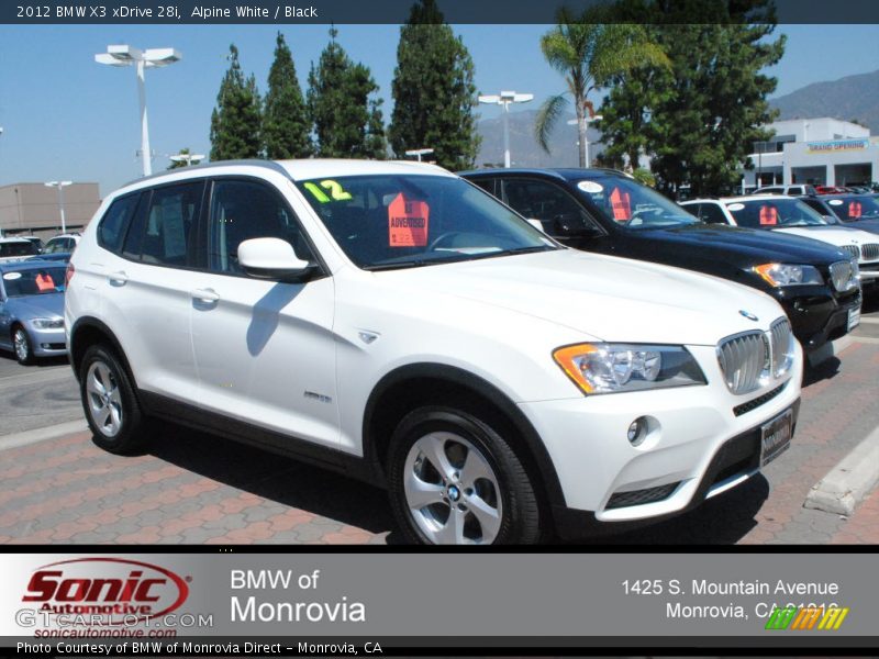 Alpine White / Black 2012 BMW X3 xDrive 28i