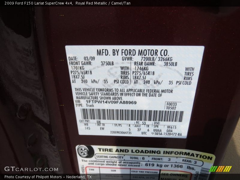 Royal Red Metallic / Camel/Tan 2009 Ford F150 Lariat SuperCrew 4x4