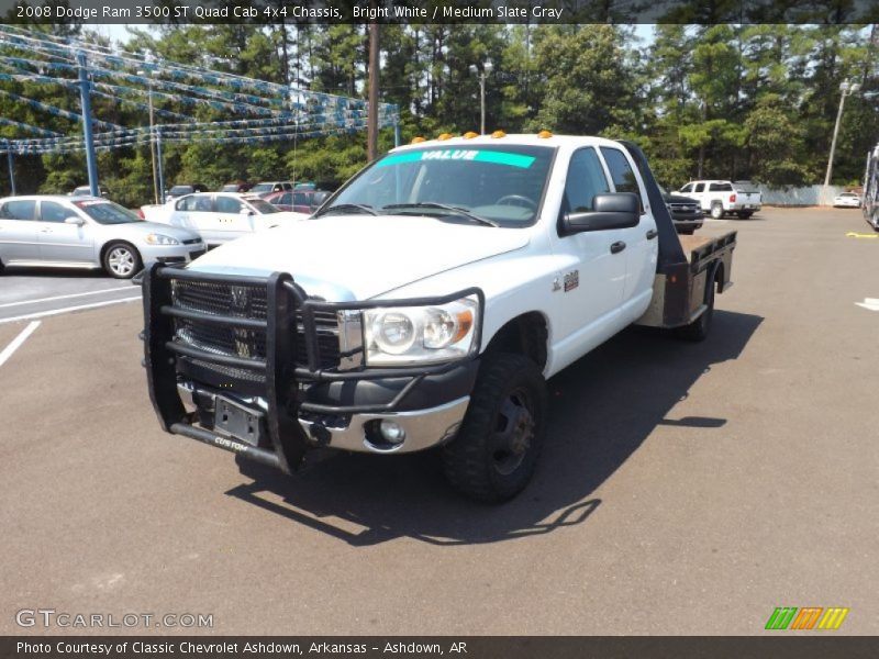Bright White / Medium Slate Gray 2008 Dodge Ram 3500 ST Quad Cab 4x4 Chassis