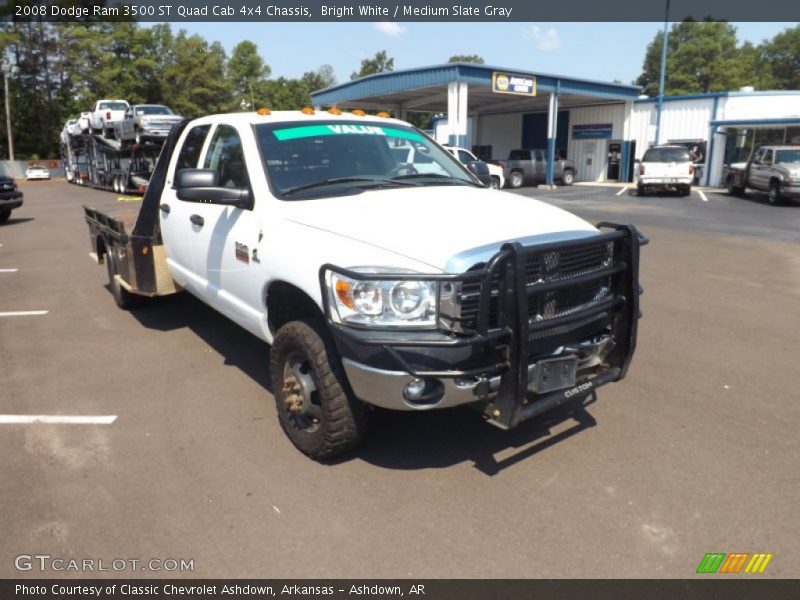 Bright White / Medium Slate Gray 2008 Dodge Ram 3500 ST Quad Cab 4x4 Chassis