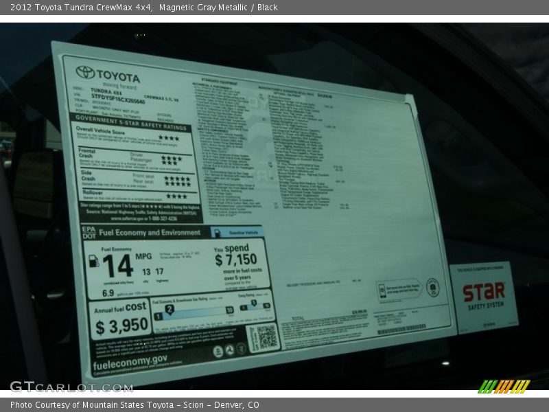 Magnetic Gray Metallic / Black 2012 Toyota Tundra CrewMax 4x4