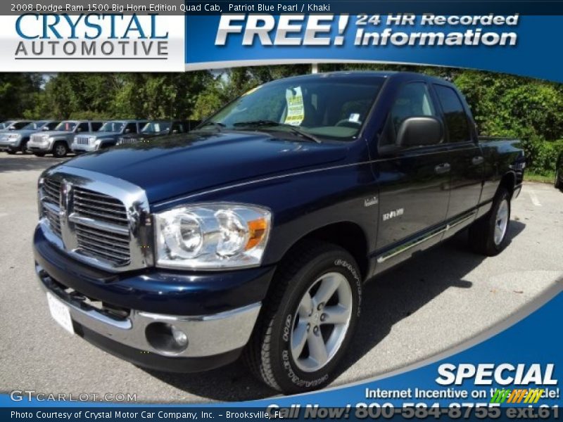 Patriot Blue Pearl / Khaki 2008 Dodge Ram 1500 Big Horn Edition Quad Cab