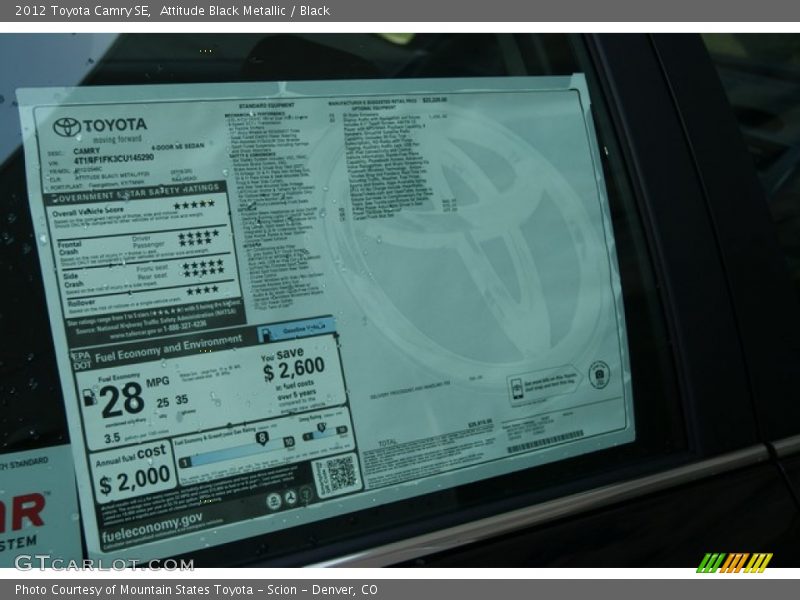 Attitude Black Metallic / Black 2012 Toyota Camry SE