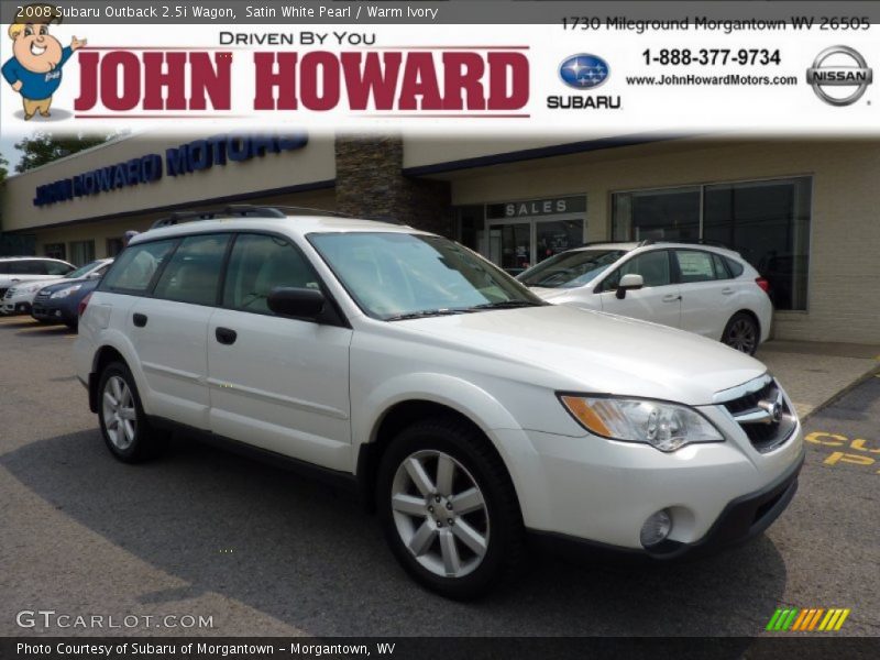 Satin White Pearl / Warm Ivory 2008 Subaru Outback 2.5i Wagon