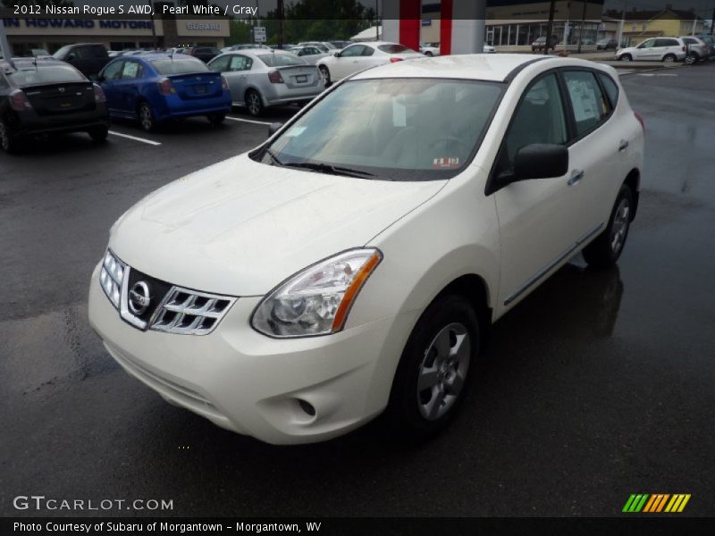 Pearl White / Gray 2012 Nissan Rogue S AWD