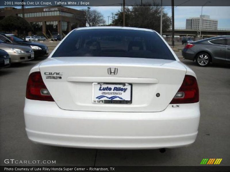 Taffeta White / Beige 2001 Honda Civic LX Coupe