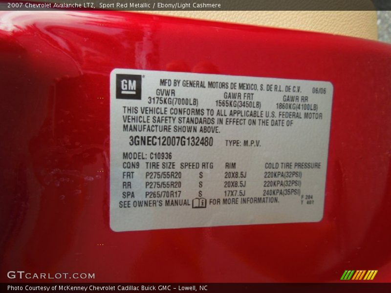 Sport Red Metallic / Ebony/Light Cashmere 2007 Chevrolet Avalanche LTZ