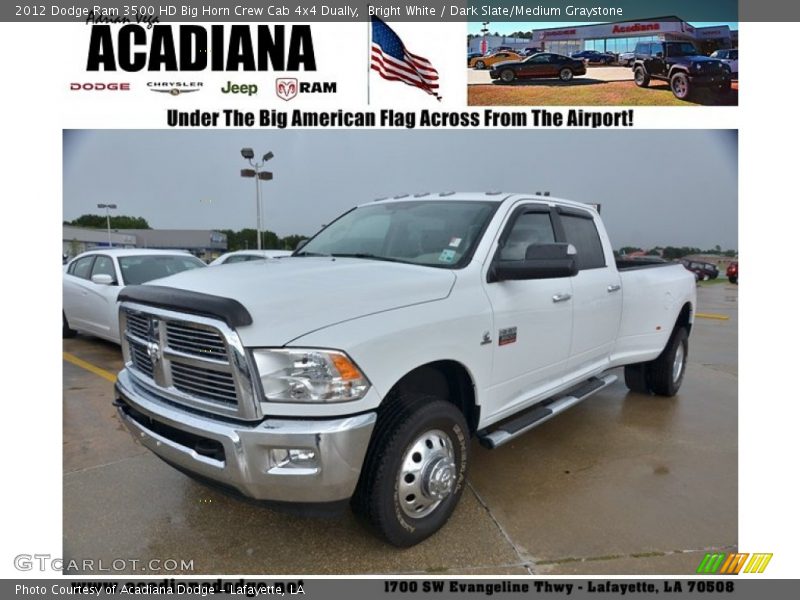 Bright White / Dark Slate/Medium Graystone 2012 Dodge Ram 3500 HD Big Horn Crew Cab 4x4 Dually