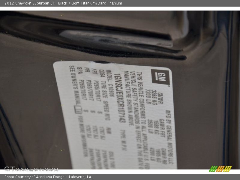 Black / Light Titanium/Dark Titanium 2012 Chevrolet Suburban LT