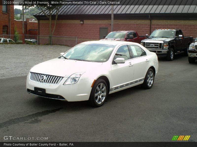 White Platinum Metallic Tri-Coat / Dark Charcoal 2010 Mercury Milan I4 Premier