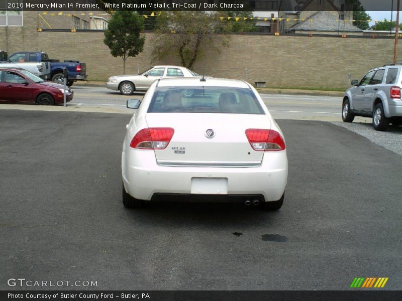 White Platinum Metallic Tri-Coat / Dark Charcoal 2010 Mercury Milan I4 Premier