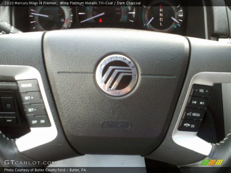 White Platinum Metallic Tri-Coat / Dark Charcoal 2010 Mercury Milan I4 Premier
