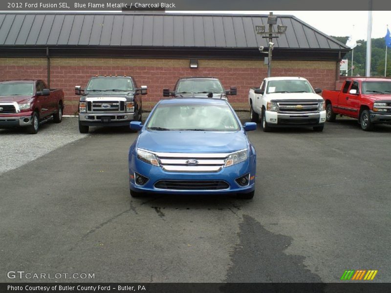 Blue Flame Metallic / Charcoal Black 2012 Ford Fusion SEL