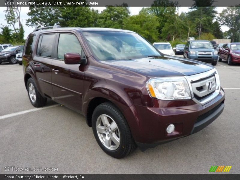 Dark Cherry Pearl / Beige 2010 Honda Pilot EX 4WD
