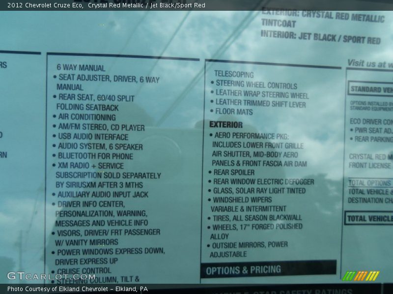  2012 Cruze Eco Window Sticker