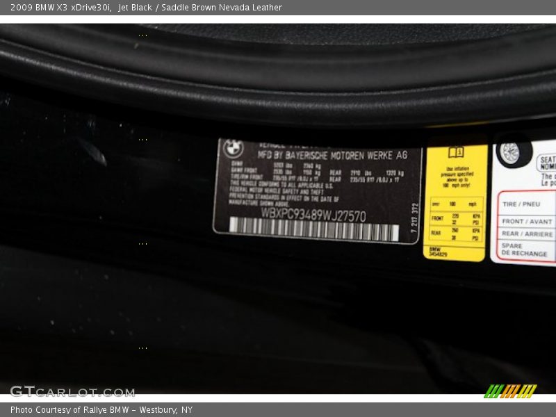 Jet Black / Saddle Brown Nevada Leather 2009 BMW X3 xDrive30i