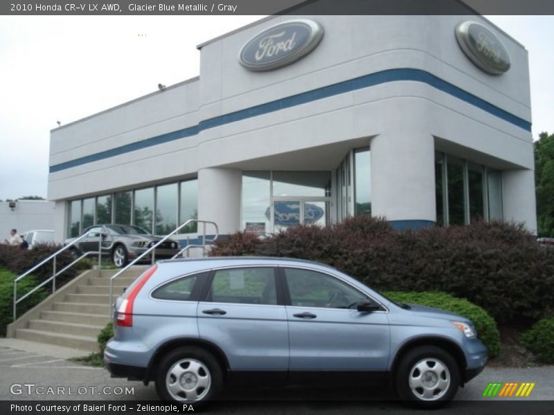 Glacier Blue Metallic / Gray 2010 Honda CR-V LX AWD