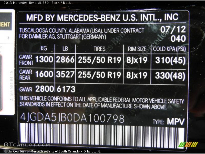 040 - 2013 Mercedes-Benz ML 350