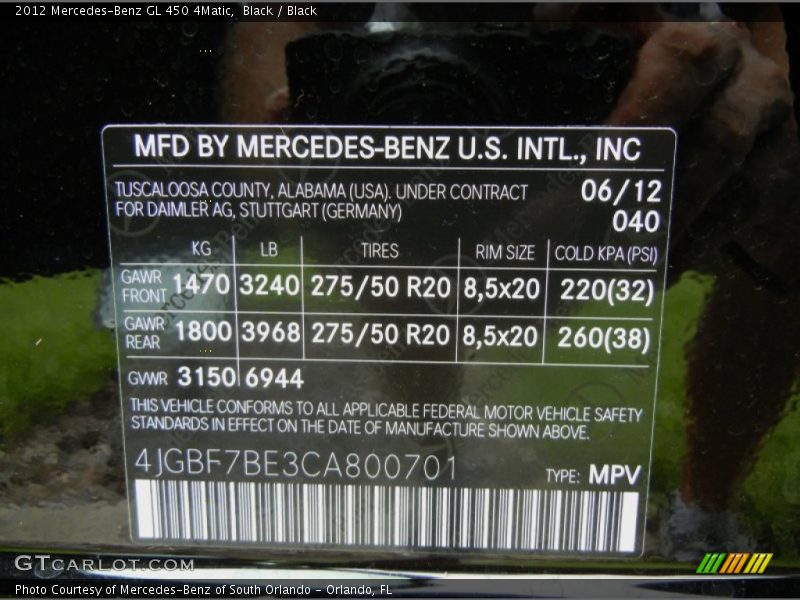 Black / Black 2012 Mercedes-Benz GL 450 4Matic