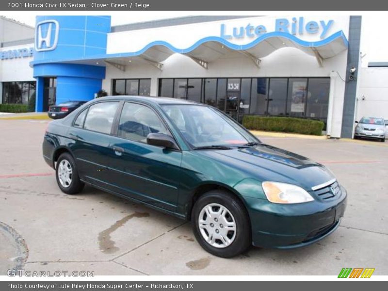 Clover Green / Beige 2001 Honda Civic LX Sedan