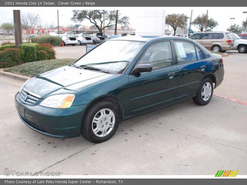 Clover Green / Beige 2001 Honda Civic LX Sedan