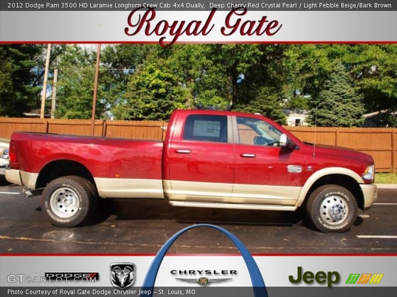 Deep Cherry Red Crystal Pearl / Light Pebble Beige/Bark Brown 2012 Dodge Ram 3500 HD Laramie Longhorn Crew Cab 4x4 Dually