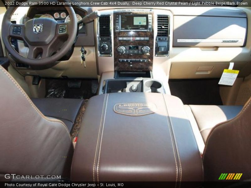 Deep Cherry Red Crystal Pearl / Light Pebble Beige/Bark Brown 2012 Dodge Ram 3500 HD Laramie Longhorn Crew Cab 4x4 Dually