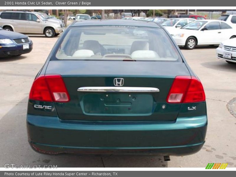Clover Green / Beige 2001 Honda Civic LX Sedan