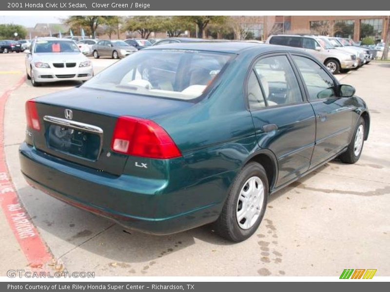 Clover Green / Beige 2001 Honda Civic LX Sedan