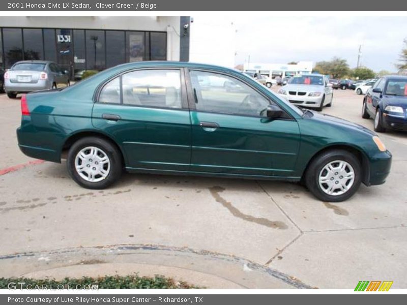 Clover Green / Beige 2001 Honda Civic LX Sedan