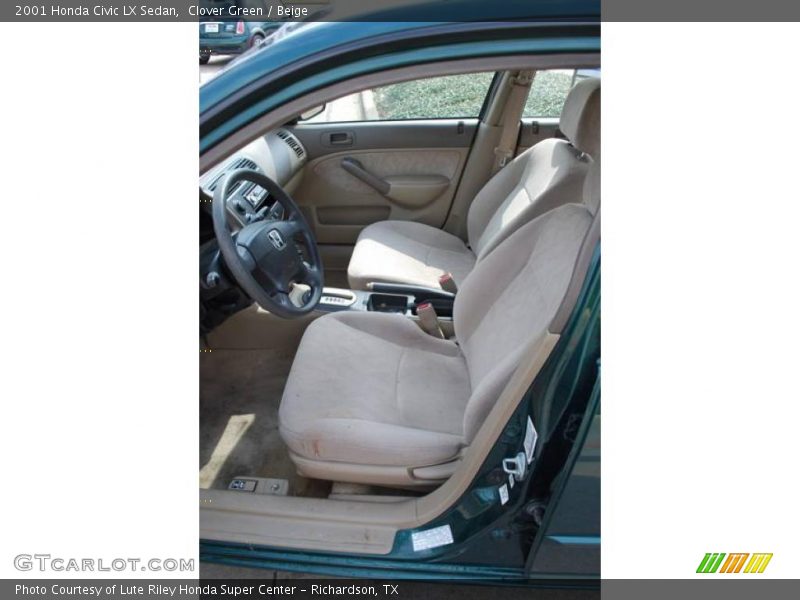 Clover Green / Beige 2001 Honda Civic LX Sedan