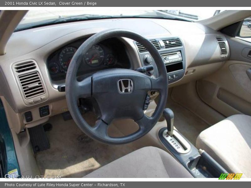 Clover Green / Beige 2001 Honda Civic LX Sedan