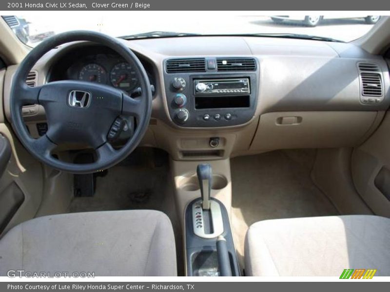 Clover Green / Beige 2001 Honda Civic LX Sedan