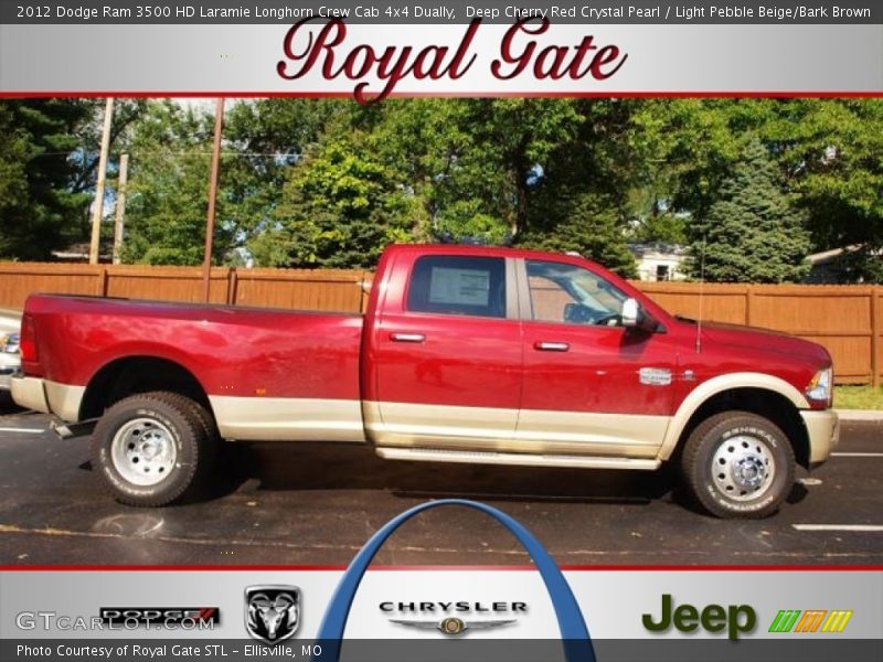 Deep Cherry Red Crystal Pearl / Light Pebble Beige/Bark Brown 2012 Dodge Ram 3500 HD Laramie Longhorn Crew Cab 4x4 Dually