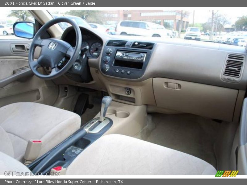 Clover Green / Beige 2001 Honda Civic LX Sedan