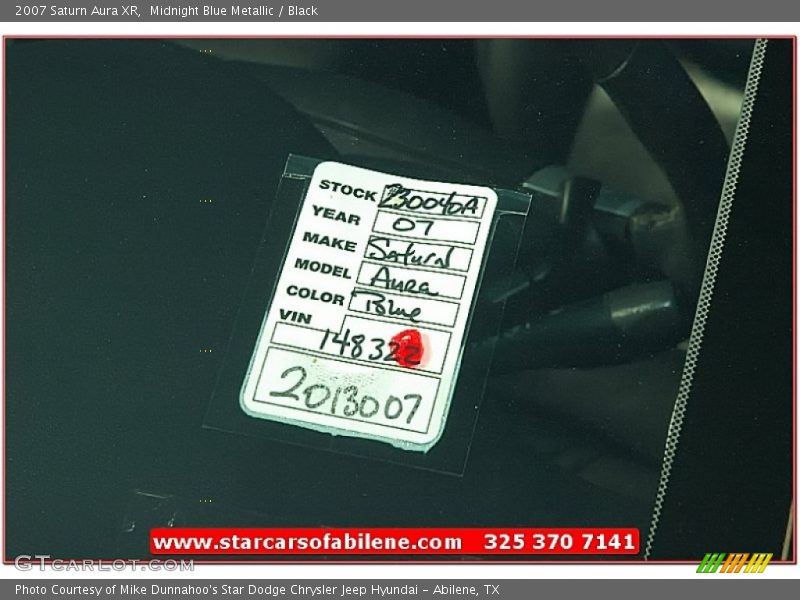 Midnight Blue Metallic / Black 2007 Saturn Aura XR