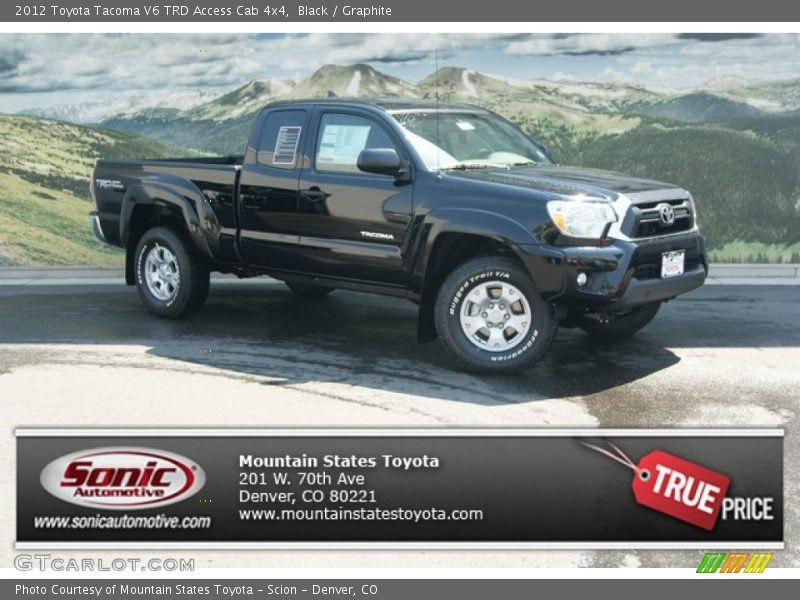Black / Graphite 2012 Toyota Tacoma V6 TRD Access Cab 4x4